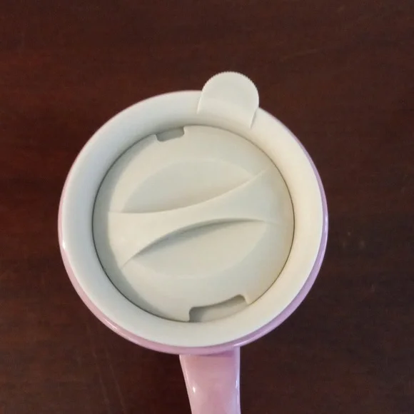 LONGABERGER Woven Traditions Pink Travel Mug with Lid Breast Cancer Ribbon NWOT - Picture 6 of 11